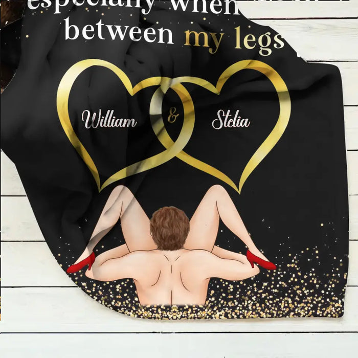 Personalized Couple Fleece Throw Blanket/Quilt - Gift Idea For Him/Her - I Love Your Face Especially When It's In Between My Legs