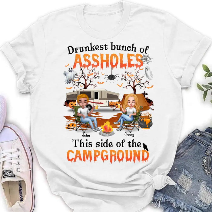 Personalized Camping Friends Shirt - Up to 7 People - Halloween Gift Idea For Friends/Camping Lover - If I'm Drunk It's My Camping Friends' Fault