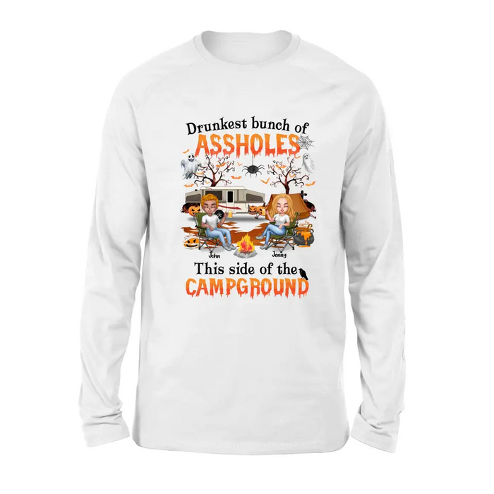 Personalized Camping Friends Shirt - Up to 7 People - Halloween Gift Idea For Friends/Camping Lover - If I'm Drunk It's My Camping Friends' Fault
