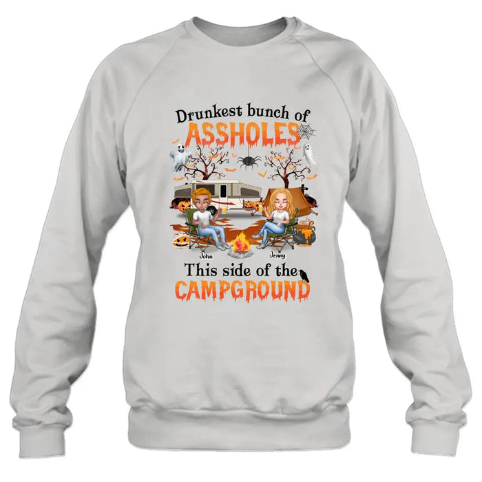 Personalized Camping Friends Shirt - Up to 7 People - Halloween Gift Idea For Friends/Camping Lover - If I'm Drunk It's My Camping Friends' Fault