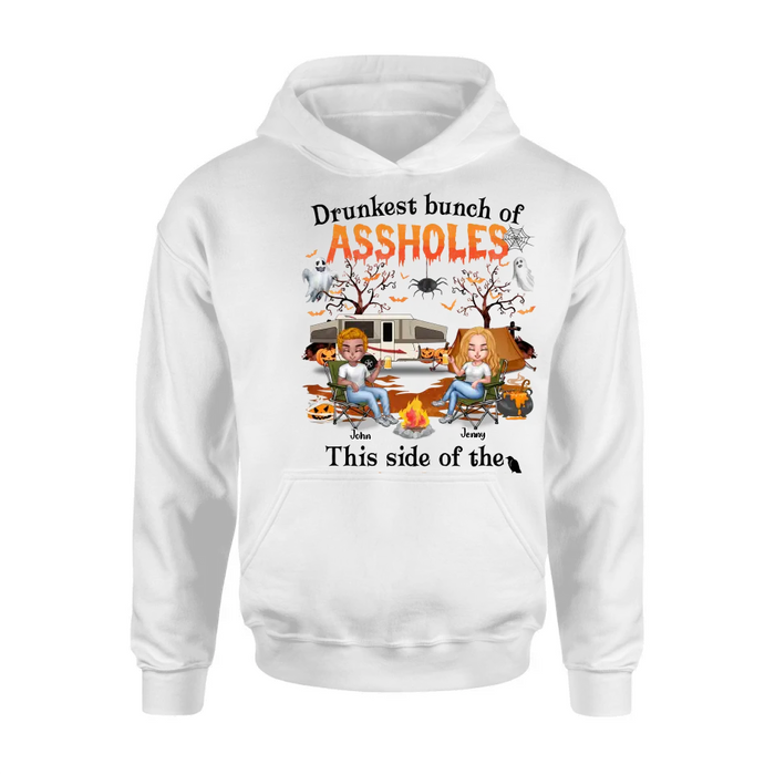 Personalized Camping Friends Shirt - Up to 7 People - Halloween Gift Idea For Friends/Camping Lover - If I'm Drunk It's My Camping Friends' Fault
