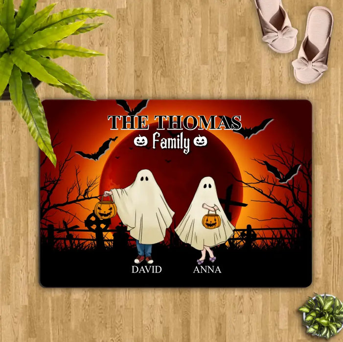 Personalized Halloween Ghost Family Doormat - Halloween Gift For Couple/Family - Up to 5 People With 4 Pets - The Thomas Family