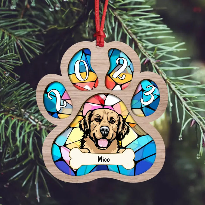 Personalized Dog/Cat Paw Wooden Ornament - Gift Idea For Dog/Cat Lover/Christmas 2023 Gift Idea