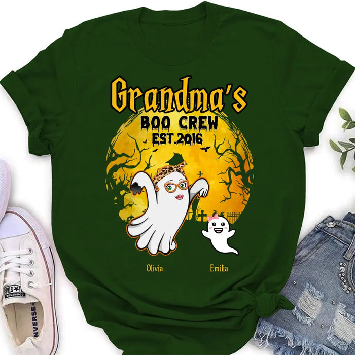 Personalized Grandma Shirt/Hoodie - Halloween Gift For Grandma - Up to 7 Kids - Grandma's Boo Crew