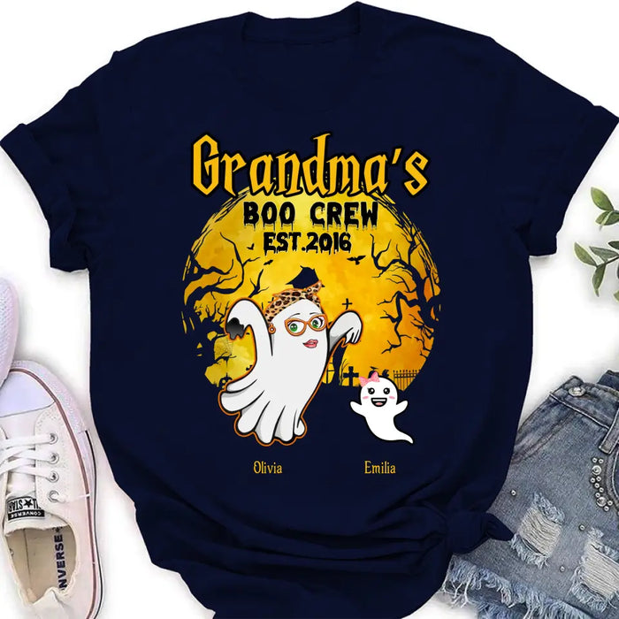 Personalized Grandma Shirt/Hoodie - Halloween Gift For Grandma - Up to 7 Kids - Grandma's Boo Crew