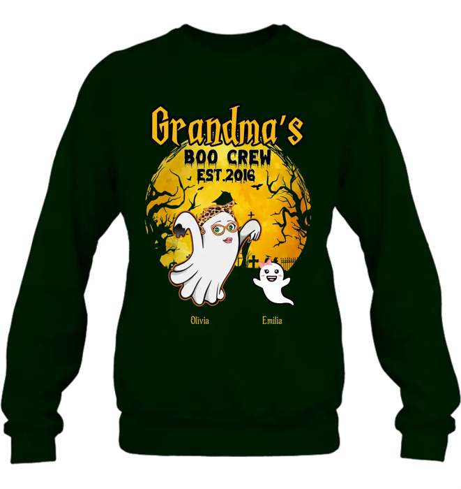 Personalized Grandma Shirt/Hoodie - Halloween Gift For Grandma - Up to 7 Kids - Grandma's Boo Crew