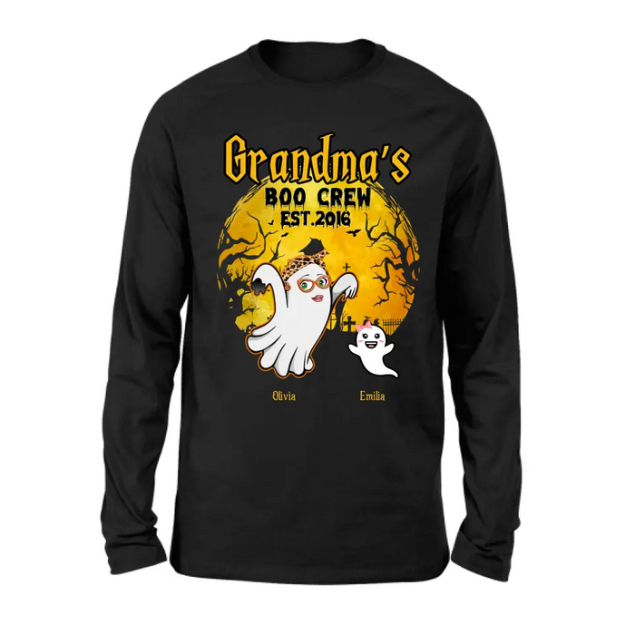 Personalized Grandma Shirt/Hoodie - Halloween Gift For Grandma - Up to 7 Kids - Grandma's Boo Crew