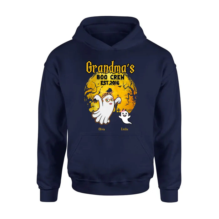 Personalized Grandma Shirt/Hoodie - Halloween Gift For Grandma - Up to 7 Kids - Grandma's Boo Crew