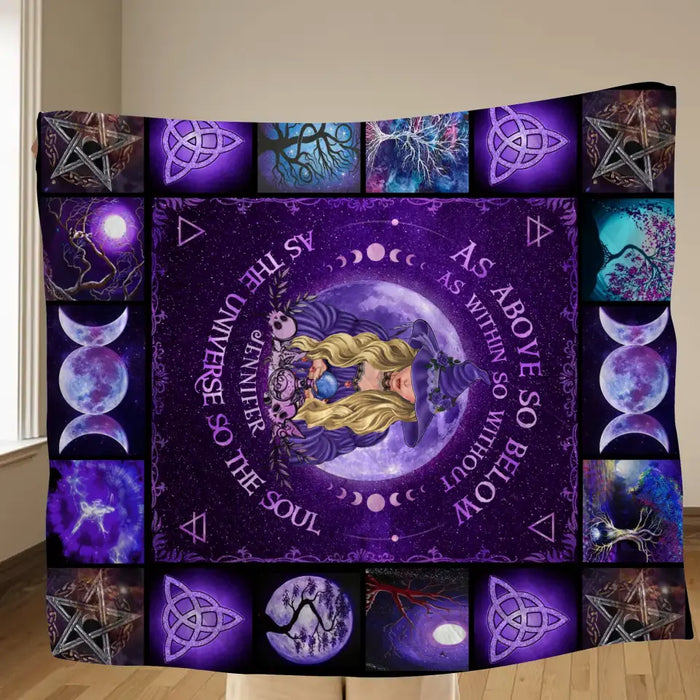Personalized Witch Fleece Throw Blanket/Quilt - Halloween Gift Idea For Witch Lovers - As Above So Below As Within So Without