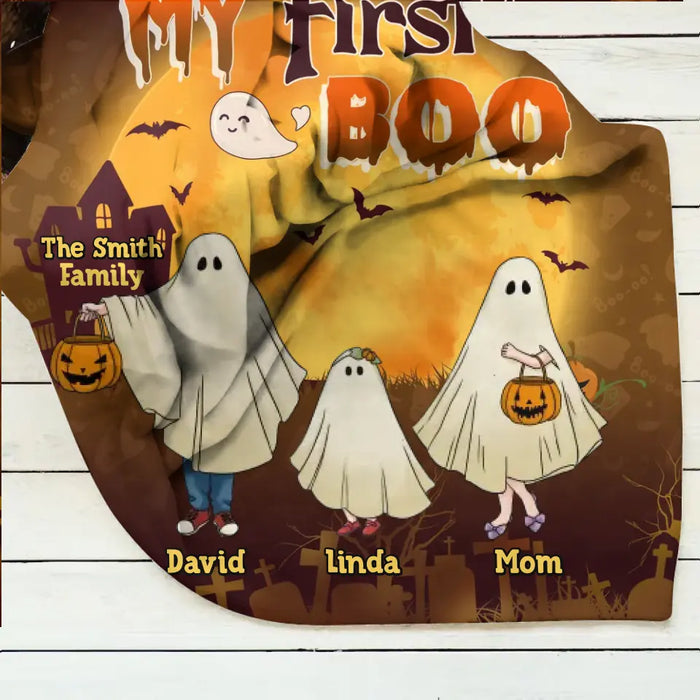 Personalized 1st Halloween Fleece Throw Blanket/Quilt - Gift Idea For Halloween/Family - My First Boo