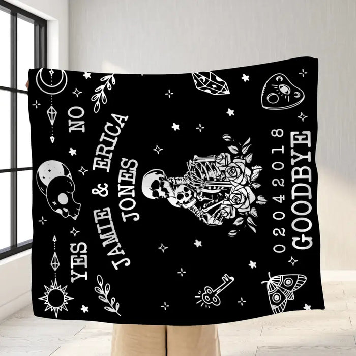 Personalized Couple Ouija Board Fleece Throw Blanket/Quilt - Memorial Gift Idea For Halloween - Goodbye