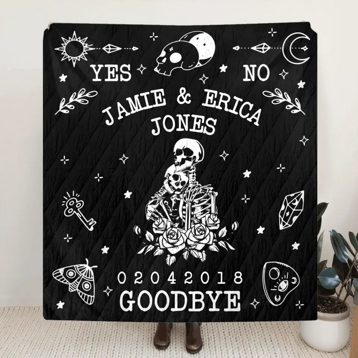Personalized Couple Ouija Board Fleece Throw Blanket/Quilt - Memorial Gift Idea For Halloween - Goodbye