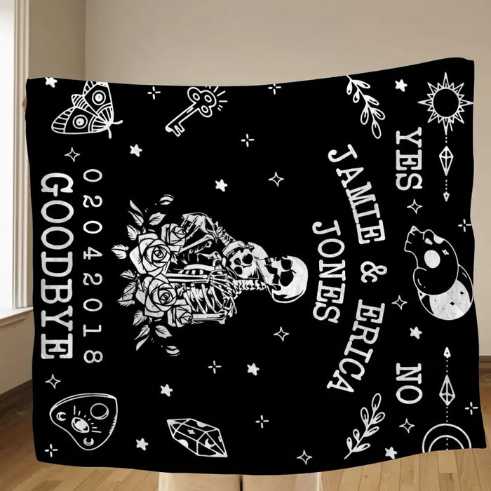 Personalized Couple Ouija Board Fleece Throw Blanket/Quilt - Memorial Gift Idea For Halloween - Goodbye