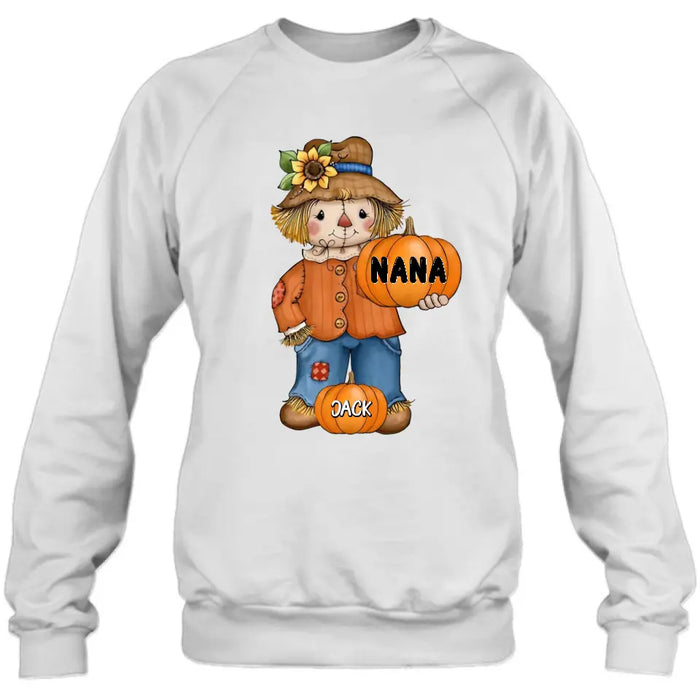 Personalized Scrarecrow Shirt/Hoodie - Up to 10 Kids - Halloween Gift for Grandma/Mom