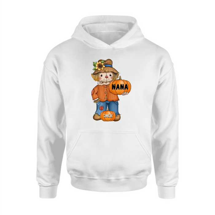 Personalized Scrarecrow Shirt/Hoodie - Up to 10 Kids - Halloween Gift for Grandma/Mom
