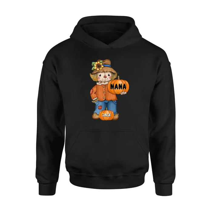 Personalized Scrarecrow Shirt/Hoodie - Up to 10 Kids - Halloween Gift for Grandma/Mom