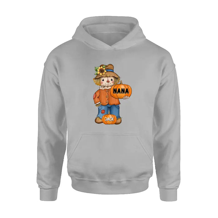 Personalized Scrarecrow Shirt/Hoodie - Up to 10 Kids - Halloween Gift for Grandma/Mom