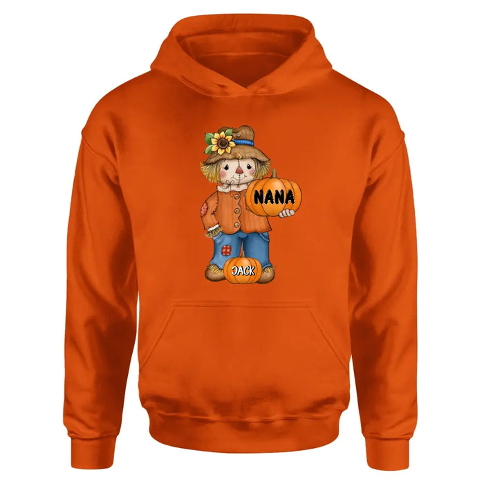 Personalized Scrarecrow Shirt/Hoodie - Up to 10 Kids - Halloween Gift for Grandma/Mom