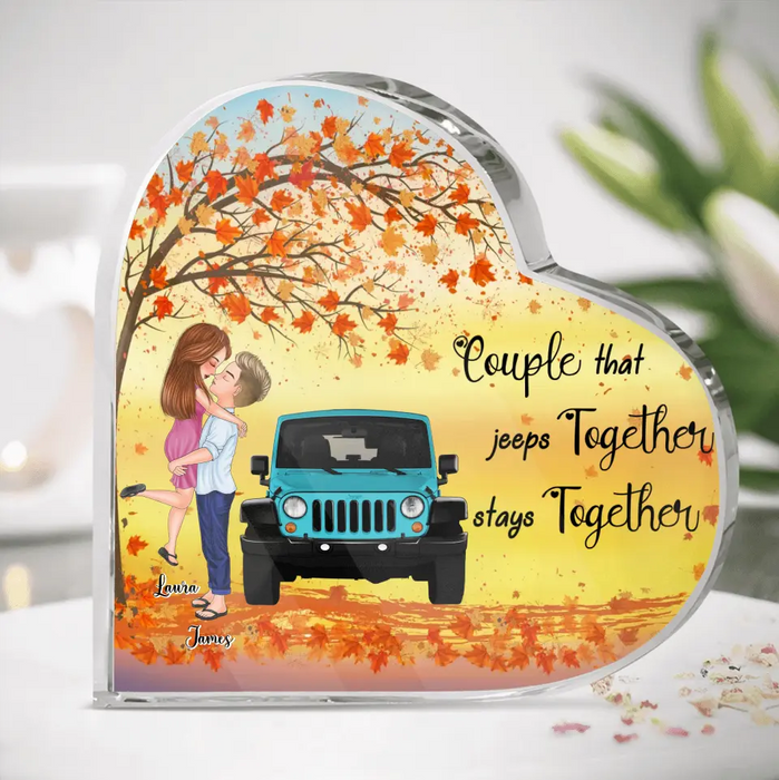 Personalized Couple Acrylic Plaque - Gift Idea For Couple/Off-road Lovers - Couple That Jeeps Together Stays Together