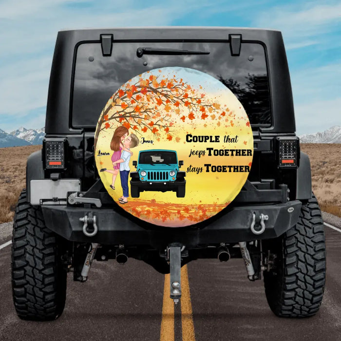 Personalized Couple Spare Tire Covers - Gift Idea For Couple/Her/Him/Off-road Lovers - Couple That Jeeps Together Stays Together