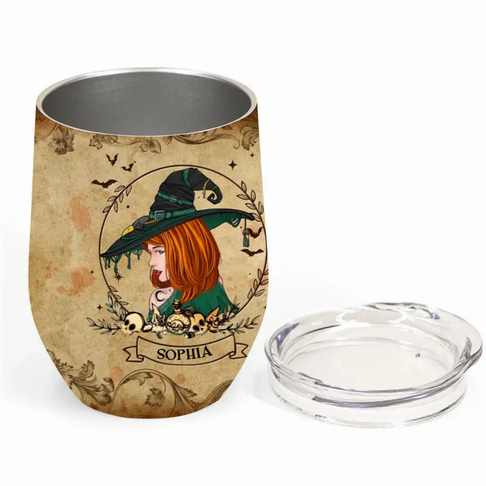 Personalized Witch Wine Tumbler - Halloween Gift Idea - Sweet As Sugar Hard As Ice Cross Me One And I'll Curse You Twice