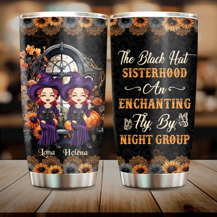 Personalized Witch Tumbler - Gift Idea For Halloween/Witch Lovers/Besties - Up to 5 Girls - The Black Hat Sisterhood An Enchanting Fly By Night Group