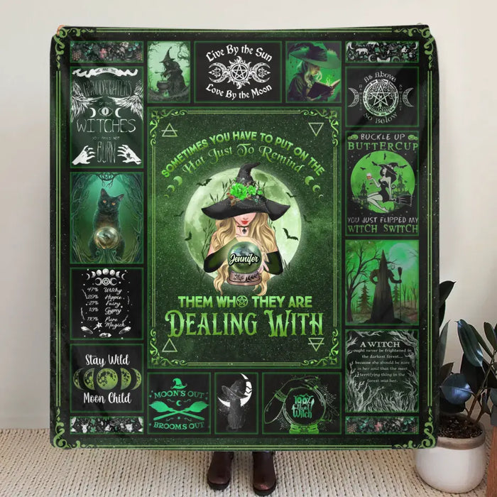 Personalized Witch Fleece Throw Blanket/Quilt - Halloween Gift Idea for Witch Lovers - Sometimes You Have To Put On The Hat