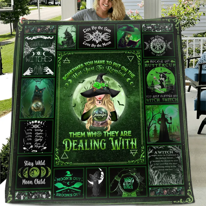 Personalized Witch Fleece Throw Blanket/Quilt - Halloween Gift Idea for Witch Lovers - Sometimes You Have To Put On The Hat