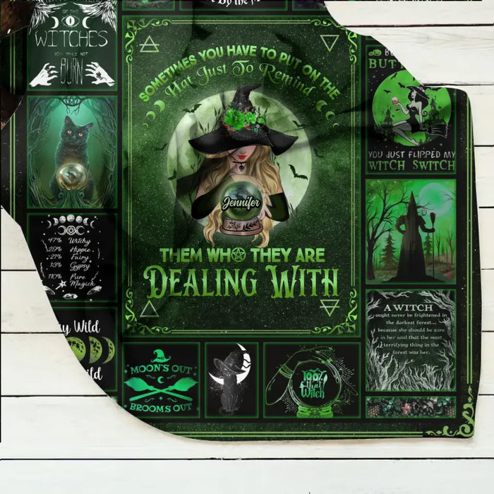 Personalized Witch Fleece Throw Blanket/Quilt - Halloween Gift Idea for Witch Lovers - Sometimes You Have To Put On The Hat