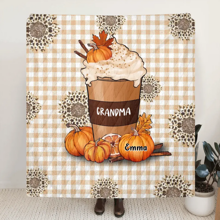 Personalized Halloween Grandma Quilt/Fleece Throw Blanket - Halloween Gift For Grandma - Up to 10 Kids