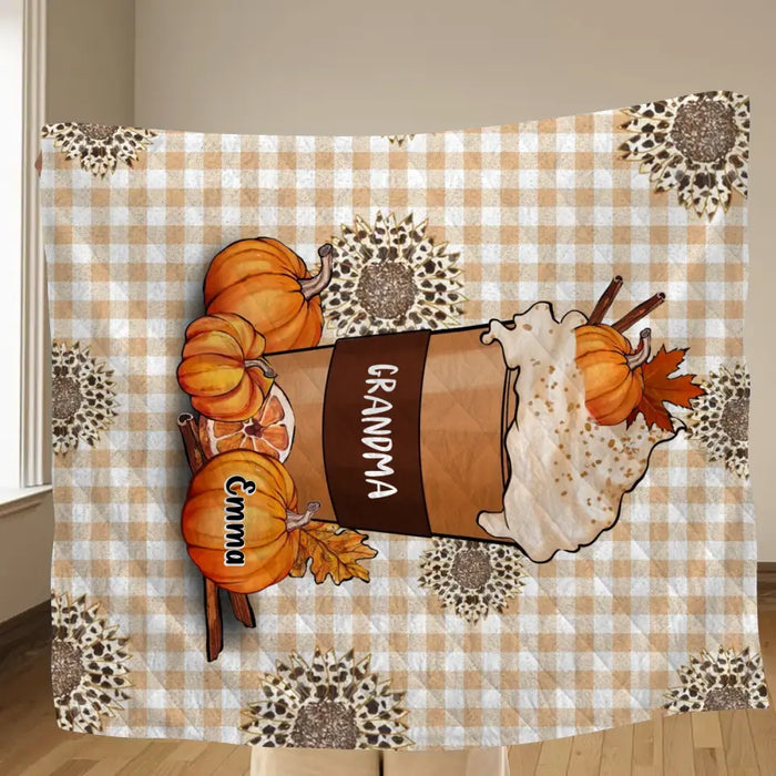 Personalized Halloween Grandma Quilt/Fleece Throw Blanket - Halloween Gift For Grandma - Up to 10 Kids
