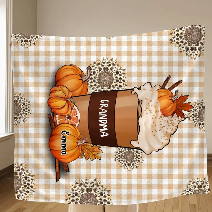 Personalized Halloween Grandma Quilt/Fleece Throw Blanket - Halloween Gift For Grandma - Up to 10 Kids