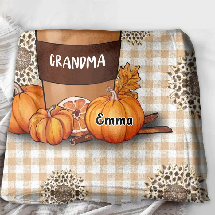 Personalized Halloween Grandma Quilt/Fleece Throw Blanket - Halloween Gift For Grandma - Up to 10 Kids