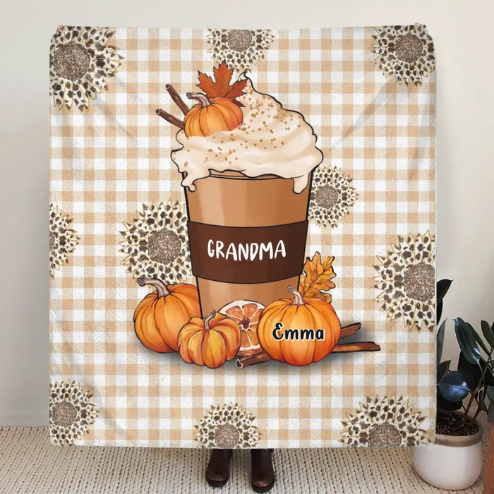 Personalized Halloween Grandma Quilt/Fleece Throw Blanket - Halloween Gift For Grandma - Up to 10 Kids