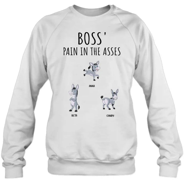 Personalized Donkeys Shirt/Hoodie - Gift Idea For Family/Grandma/Papa - Up to 12 Donkeys - Boss' Little Asses