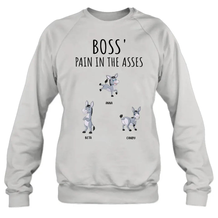 Personalized Donkeys Shirt/Hoodie - Gift Idea For Family/Grandma/Papa - Up to 12 Donkeys - Boss' Little Asses