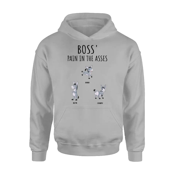 Personalized Donkeys Shirt/Hoodie - Gift Idea For Family/Grandma/Papa - Up to 12 Donkeys - Boss' Little Asses
