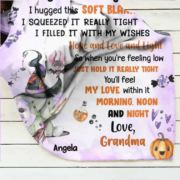 Personalized Halloween Granddaughter Fleece Throw Blanket/Quilt/Pillow Cover - Gift Idea For Halloween From Grandma