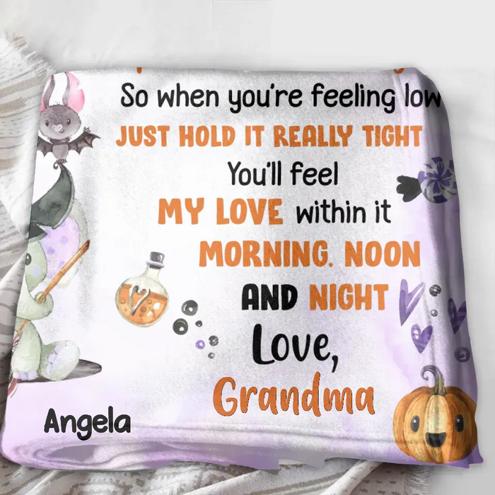 Personalized Halloween Granddaughter Fleece Throw Blanket/Quilt/Pillow Cover - Gift Idea For Halloween From Grandma