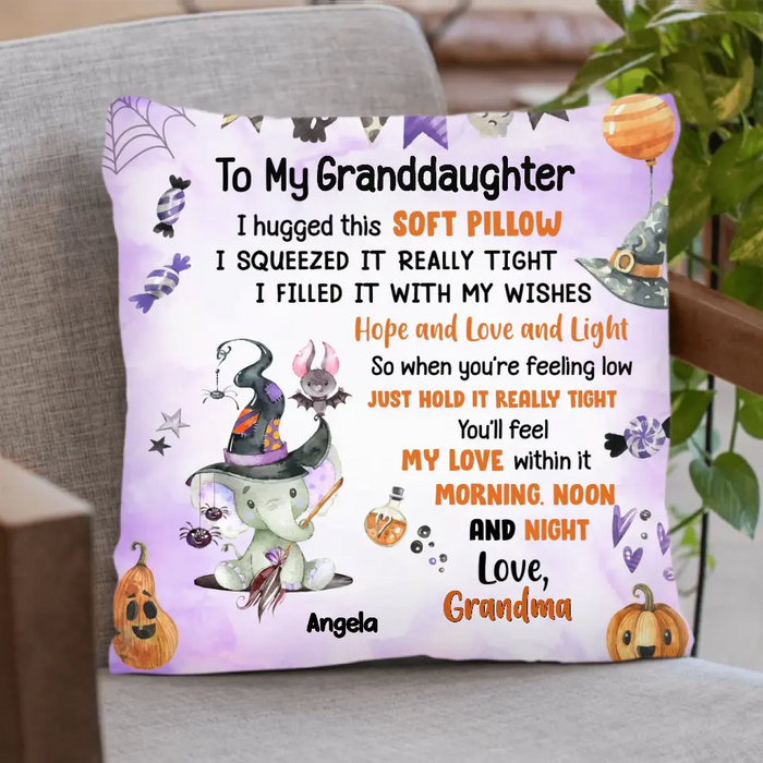 Personalized Halloween Granddaughter Fleece Throw Blanket/Quilt/Pillow Cover - Gift Idea For Halloween From Grandma