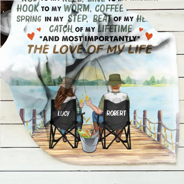Personalized Fishing Couple Fleece Throw Blanket/Quilt - Gift Idea for Couple - You Are The Rod To My Reel