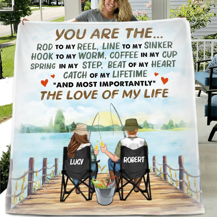 Personalized Fishing Couple Fleece Throw Blanket/Quilt - Gift Idea for Couple - You Are The Rod To My Reel