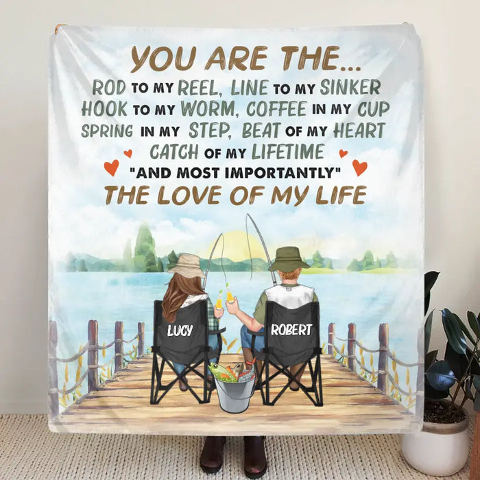 Personalized Fishing Couple Fleece Throw Blanket/Quilt - Gift Idea for Couple - You Are The Rod To My Reel