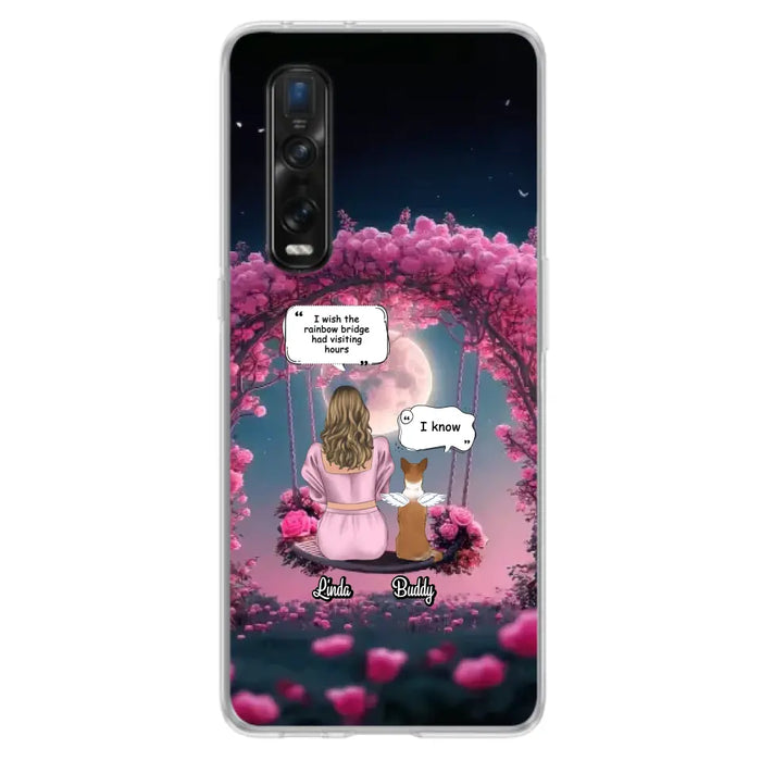 Custom Memorial Dog Mom Phone Case - Up to 4 Dogs - Memorial Gift Idea For Dog Owners - I Wish The Rainbow Bridge Had Visiting Hours - Case For Oppo/Xiaomi/Huawei