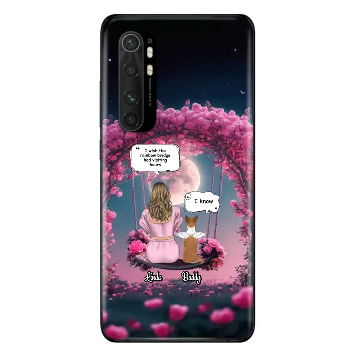 Custom Memorial Dog Mom Phone Case - Up to 4 Dogs - Memorial Gift Idea For Dog Owners - I Wish The Rainbow Bridge Had Visiting Hours - Case For Oppo/Xiaomi/Huawei