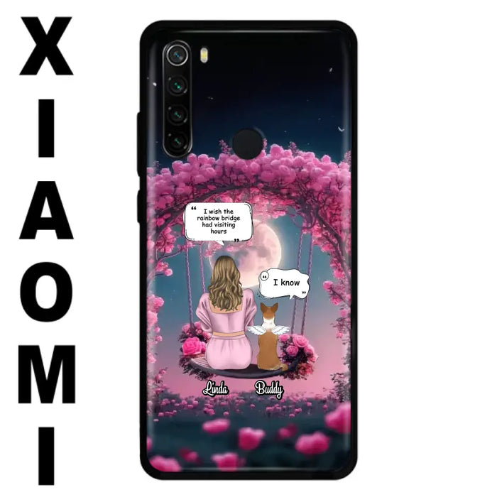 Custom Memorial Dog Mom Phone Case - Up to 4 Dogs - Memorial Gift Idea For Dog Owners - I Wish The Rainbow Bridge Had Visiting Hours - Case For Oppo/Xiaomi/Huawei