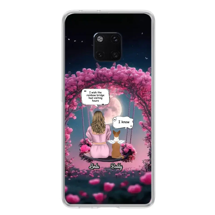 Custom Memorial Dog Mom Phone Case - Up to 4 Dogs - Memorial Gift Idea For Dog Owners - I Wish The Rainbow Bridge Had Visiting Hours - Case For Oppo/Xiaomi/Huawei