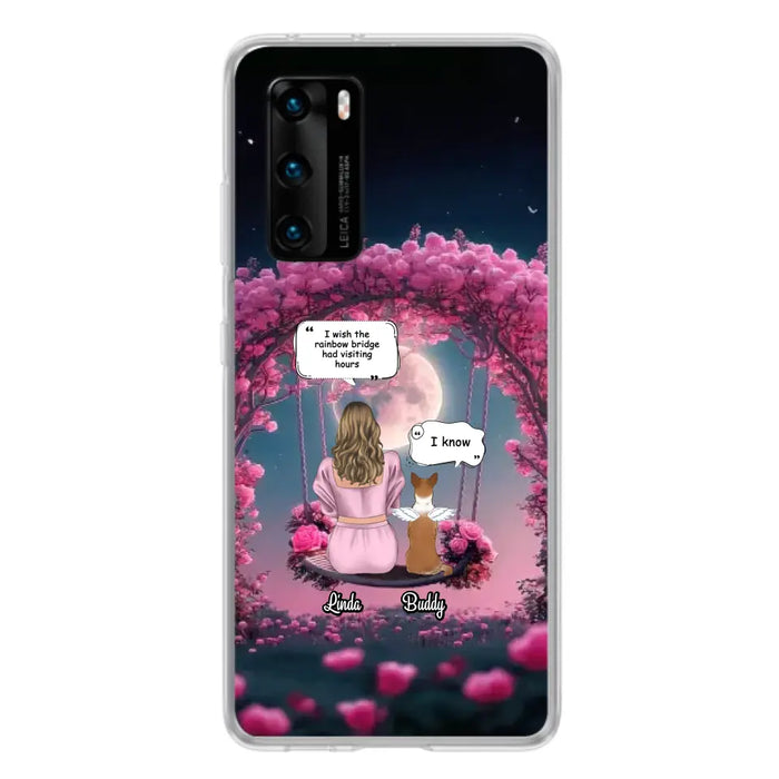 Custom Memorial Dog Mom Phone Case - Up to 4 Dogs - Memorial Gift Idea For Dog Owners - I Wish The Rainbow Bridge Had Visiting Hours - Case For Oppo/Xiaomi/Huawei
