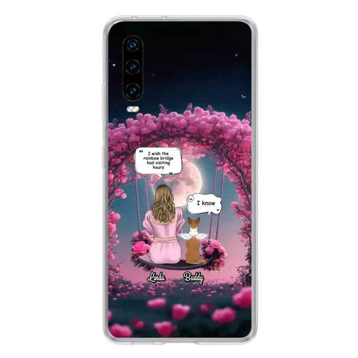 Custom Memorial Dog Mom Phone Case - Up to 4 Dogs - Memorial Gift Idea For Dog Owners - I Wish The Rainbow Bridge Had Visiting Hours - Case For Oppo/Xiaomi/Huawei