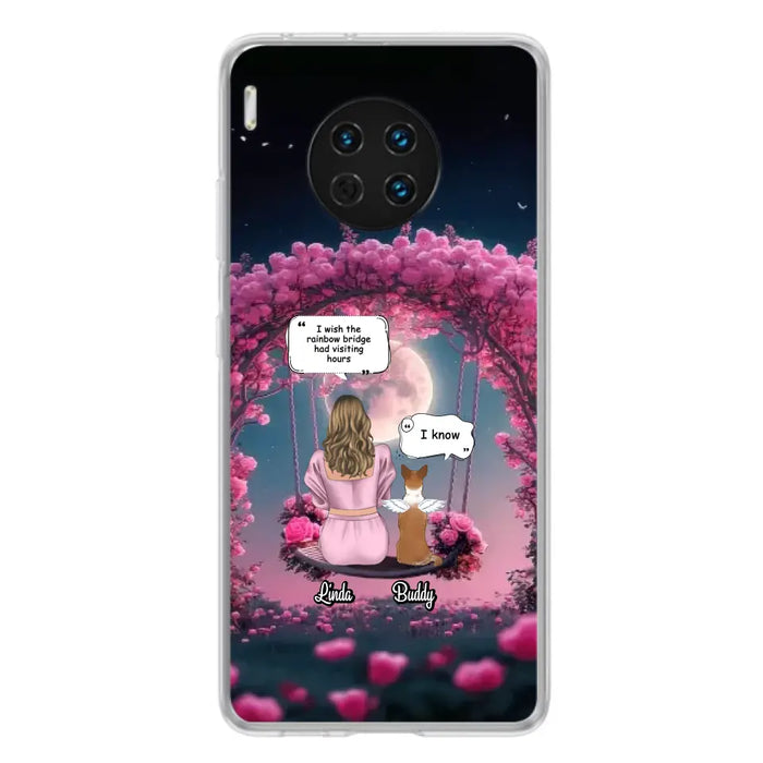 Custom Memorial Dog Mom Phone Case - Up to 4 Dogs - Memorial Gift Idea For Dog Owners - I Wish The Rainbow Bridge Had Visiting Hours - Case For Oppo/Xiaomi/Huawei